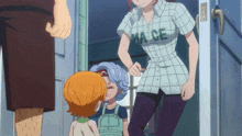 a woman wearing a shirt that says mace kisses a child on the cheek