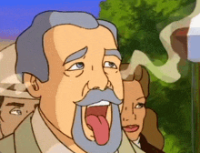 a cartoon of a man with his tongue out