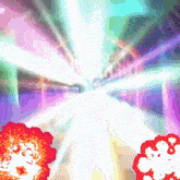 a colorful background with a red and white explosion in the middle