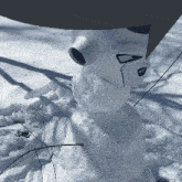 a snowman with a bottle on his head and the letter a on it