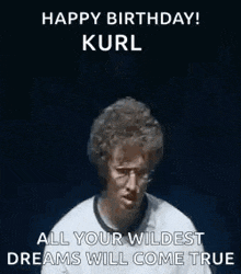 a man is covering his eyes with his hands and says `` happy birthday ! ''