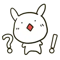 a cartoon rabbit with a question mark and exclamation point