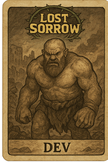 a drawing of a man with a beard and the words lost sorrow above him