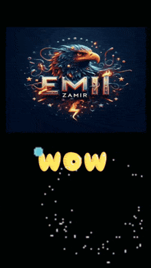 a fireworks display with the words wow wow on a stick in front of it