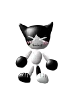 a black and white cat with a sad face is standing on a white surface .
