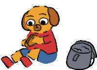 a cartoon of a dog sitting next to a can