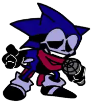 a cartoon drawing of a sonic the hedgehog holding a microphone .