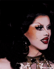 a close up of a drag queen 's face with t4yce tumblr in the corner