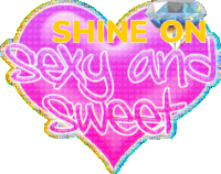 a pink heart with shine on sexy and sweet written on it