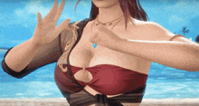 a woman 's breasts are shown in a video game scene