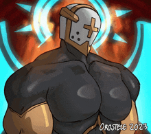 a drawing of a man with a helmet and the year 2023