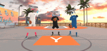a basketball game is being played on a court with the letter y in the middle