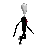 a pixel art of a stick figure running with smoke coming out of his mouth .