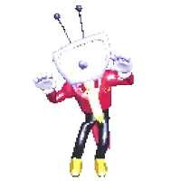 a cartoon character with a purple head and antennas
