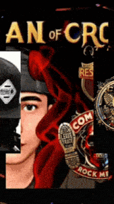 a poster for an of crc shows a man in a hat