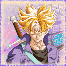 a picture of trunks from dragon ball z with a purple jacket