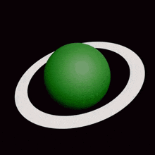 a green ball is inside of a white circle