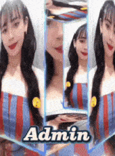 a collage of images of a woman with the word admin in the middle
