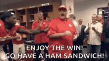 andy reid enjoy the win go have a ham sandwhich
