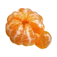 a peeled orange with white spots on it