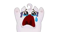 a cartoon character is crying with a tear coming out of his mouth