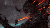 a painting of a monster with flames coming out of it