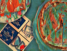 a colorful painting of a pie and a book called miller 1