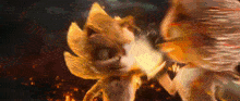 a close up of a cartoon character with a flower on it