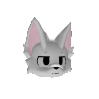 a 3d rendering of a fox 's head with pink ears