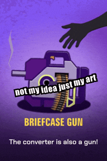 an advertisement for a briefcase gun with a hand reaching for it