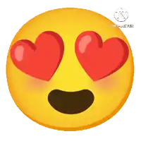 a yellow smiley face with red hearts in its eyes and the words kinemaster at the bottom