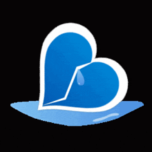 a blue heart with a drop of water in it