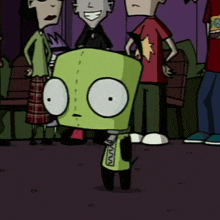 a cartoon character with a zipper around his neck that says ' vava '