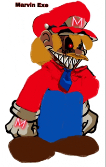 a drawing of mario with the name marvin exe