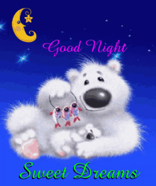 goodnight sweet dreams bear cute moon