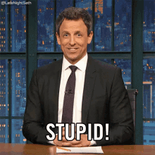 Stupid! GIF - Stupid Seth Meyers Late Night Seth GIFs