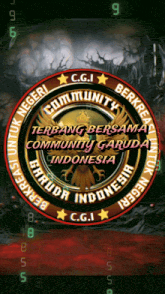 a logo for the community garuda indonesia is displayed on a dark background