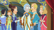 a cartoon of rick and morty standing next to each other with a caption that says last