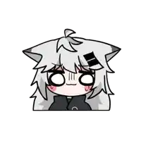 a cartoon drawing of a girl with a cat ear and a top hat making a funny face .