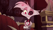 a cartoon character says " heh " in a dark room