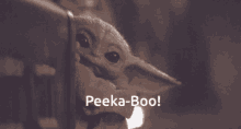 Baby Yoda Peeka Boo GIF - Baby Yoda Peeka Boo The Mandalorian GIFs