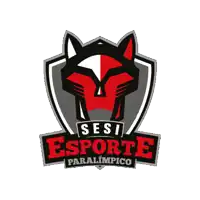a logo for sesi esporte paralimpico with a red fox on it