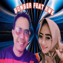 a picture of a man and a woman with the words bomber feat rwk written above them