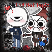 a couple of cartoon characters standing next to each other with the words love it emotional on the bottom right