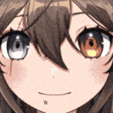 a close up of a girl 's face with a small house in the corner