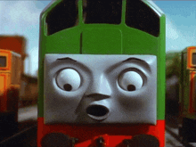 a cartoon train with a surprised look on its face