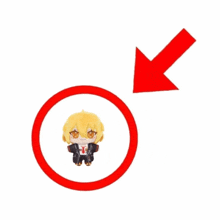 a red circle with a yellow character in it