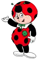 a ladybug with a green clover on her chest