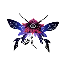 a drawing of a purple and pink flower with a skull on it