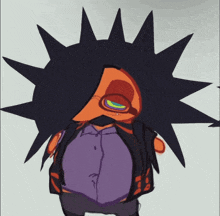 a drawing of a hedgehog with a purple shirt